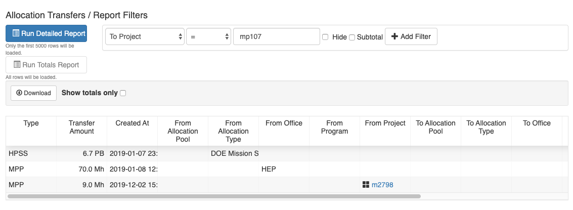 Repo Transfer History