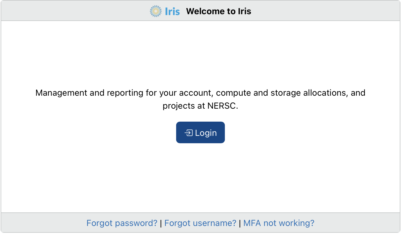 Iris login page