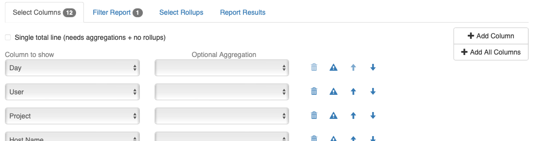 Iris reports select columns
