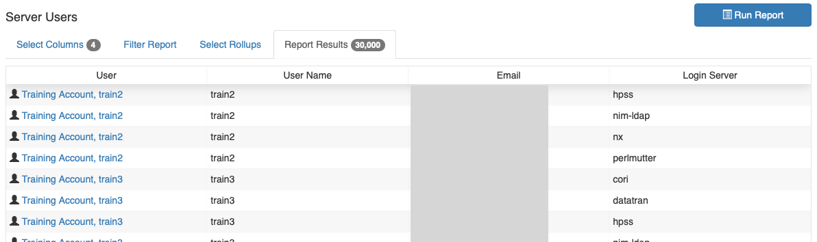 Iris reports server users