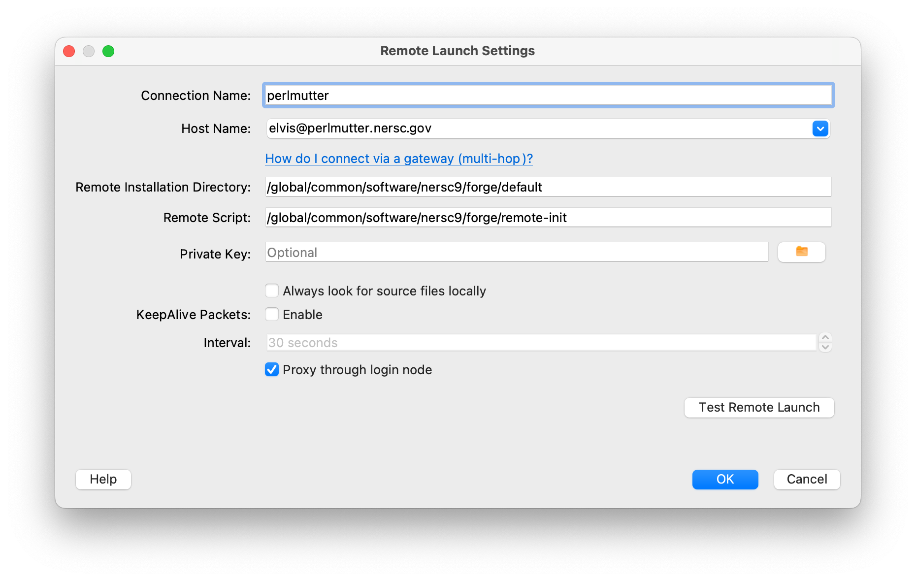 remote client configure perlmutter